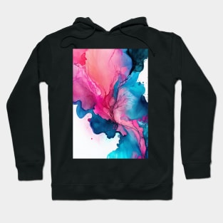 Pink and Blue Symphony - Abstract Alcohol Ink Art Hoodie